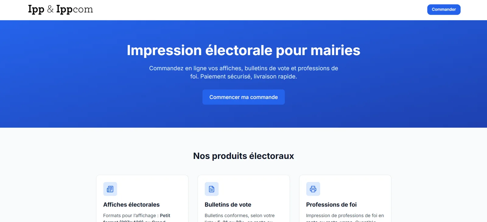 Capture réelle de la page d’accueil IPP Élection