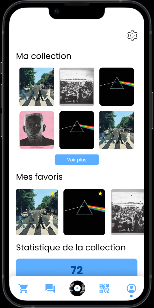 Écran de profil Discollection (prototype mobile)